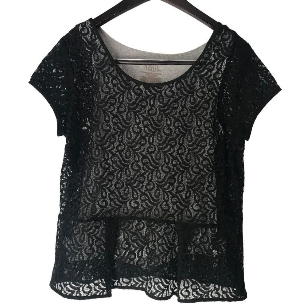 Hinge black lace sheer top